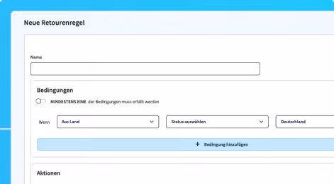 Sendcloud returns rule configuration interface